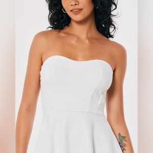 White convertible strapless skater dress - large long